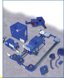 Rendering of an FDI feed hopper with drive unit and chain
